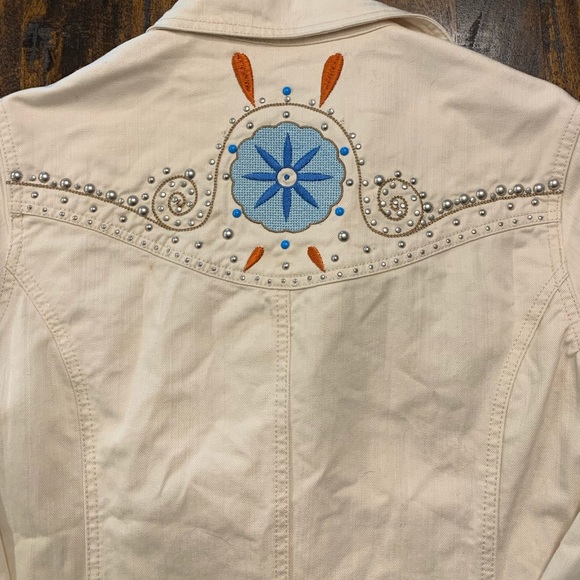 Reba - Cream Color Western Denim Jacket - Size Medium - Picture 5 of 7